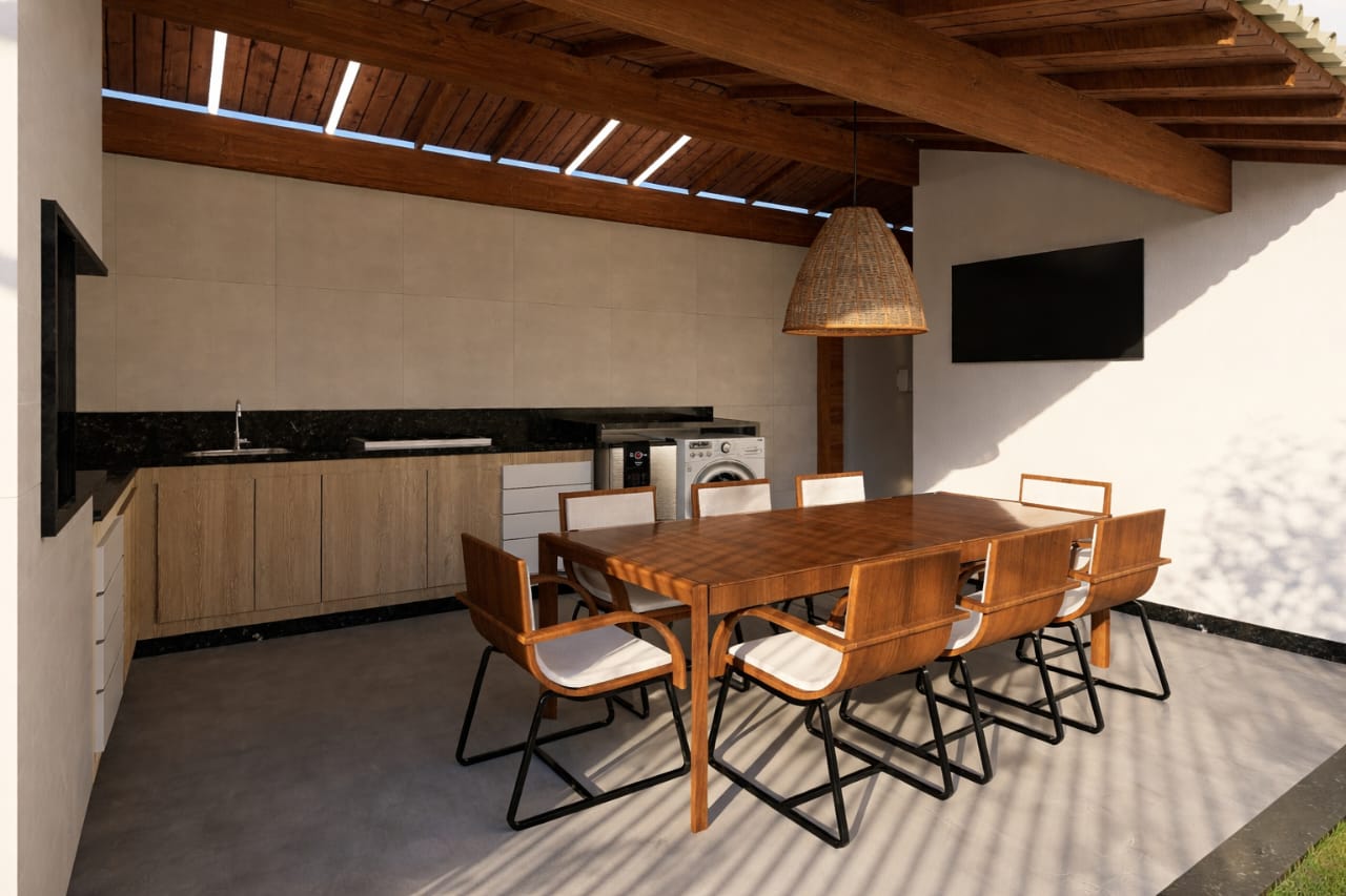 Casa Boiçucanga — área gourmet, sala de jantar